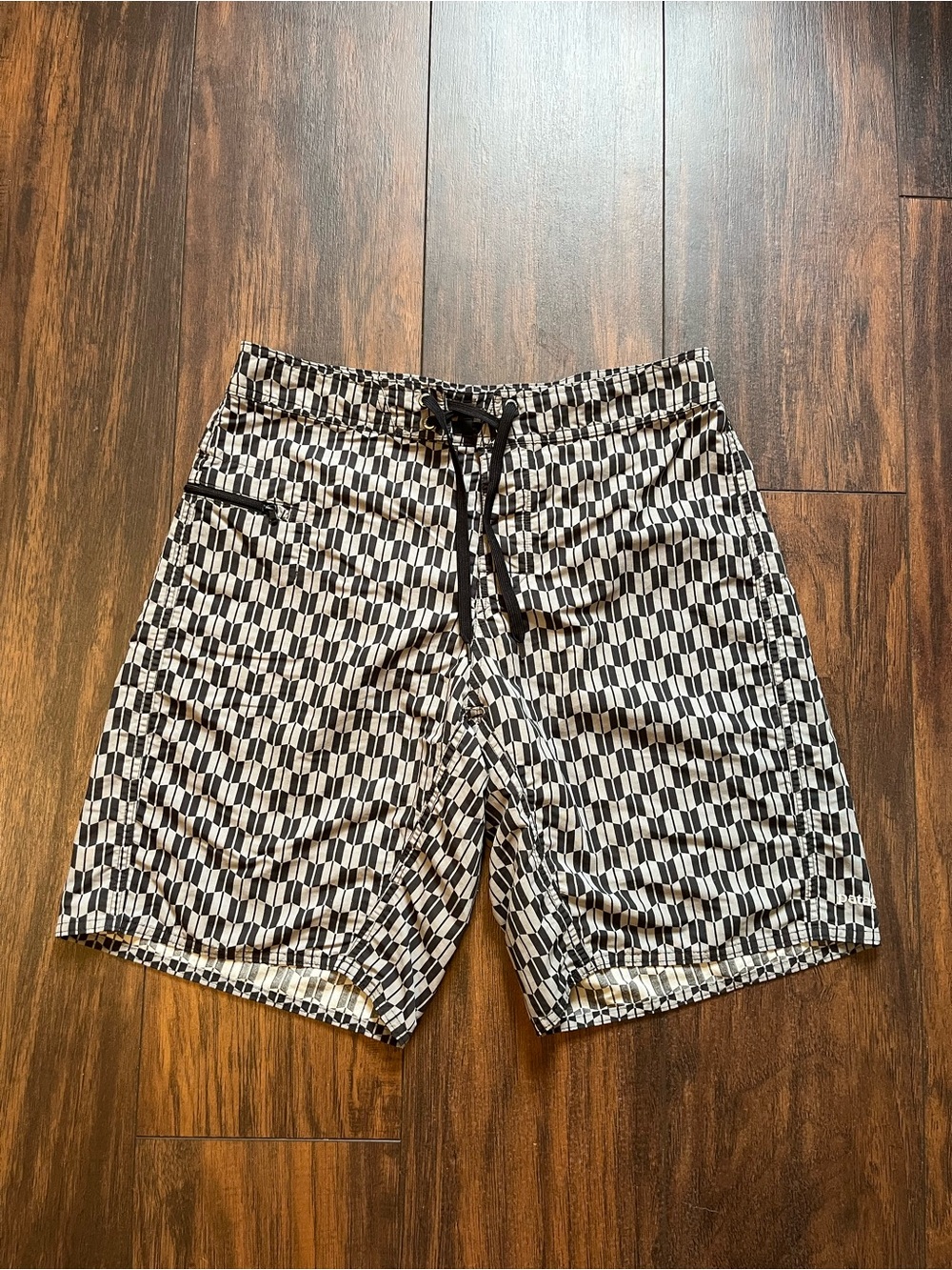 Patagonia Men’s Board Shorts Size 31 Black White Geometric Swim Surf Shorts